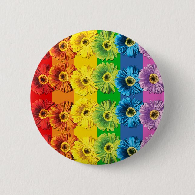 Chapa Redonda De 5 Cm Rainbow Daisies (Anverso)