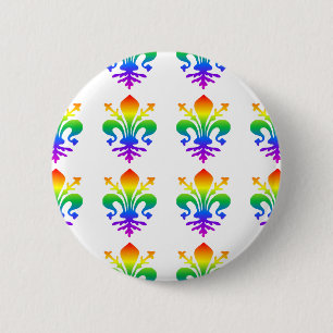 Chapa Redonda De 5 Cm Rainbow Fleur-de-lis