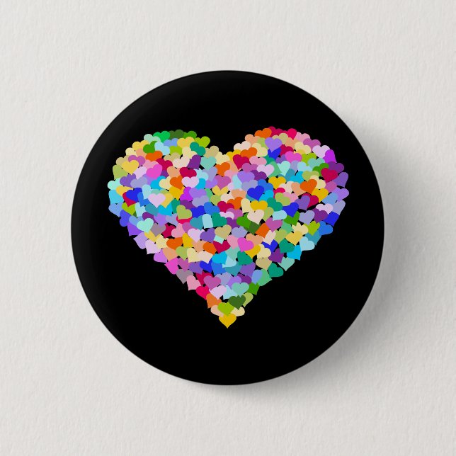Chapa Redonda De 5 Cm Rainbow Heart Confetti (Anverso)
