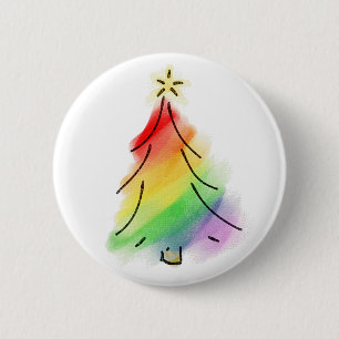 Chapa Redonda De 5 Cm Rainbow Holiday Tree