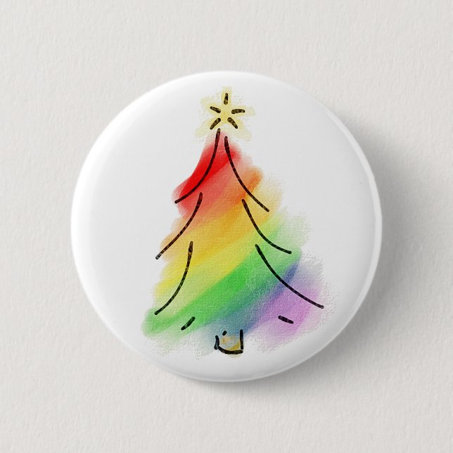 Chapa Redonda De 5 Cm Rainbow Holiday Tree (Anverso)