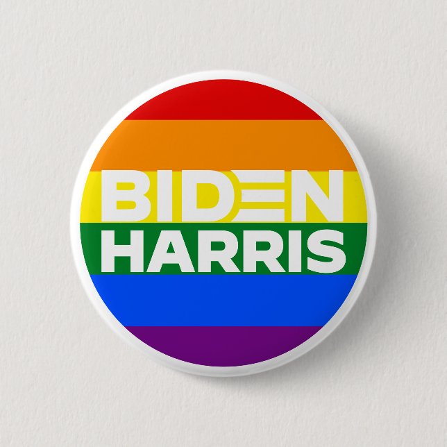 Chapa Redonda De 5 Cm Rainbow LGBTQ Joe Biden Kamala Harris 2020 (Anverso)