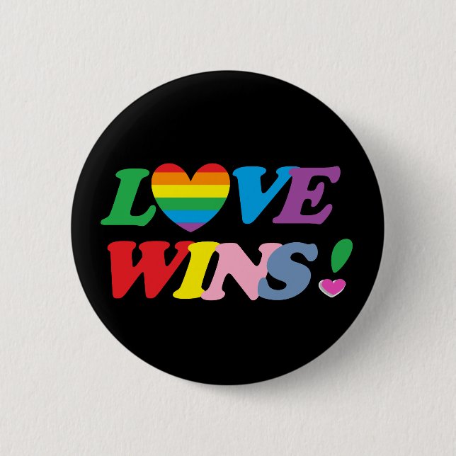 Chapa Redonda De 5 Cm Rainbow Love Wins Heart LGBT (Anverso)