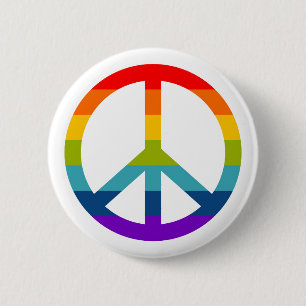 Chapa Redonda De 5 Cm Rainbow Peace Sign