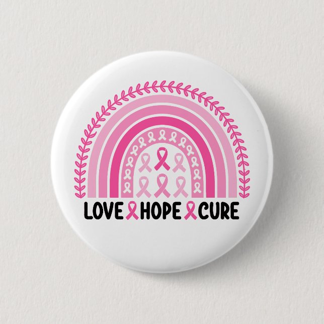 Chapa Redonda De 5 Cm Rainbow Ribbon Breast Cancer Awareness (Anverso)