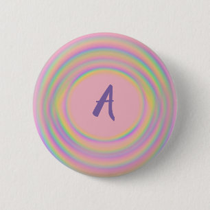 Chapa Redonda De 5 Cm Rainbow Swirls with Monogram