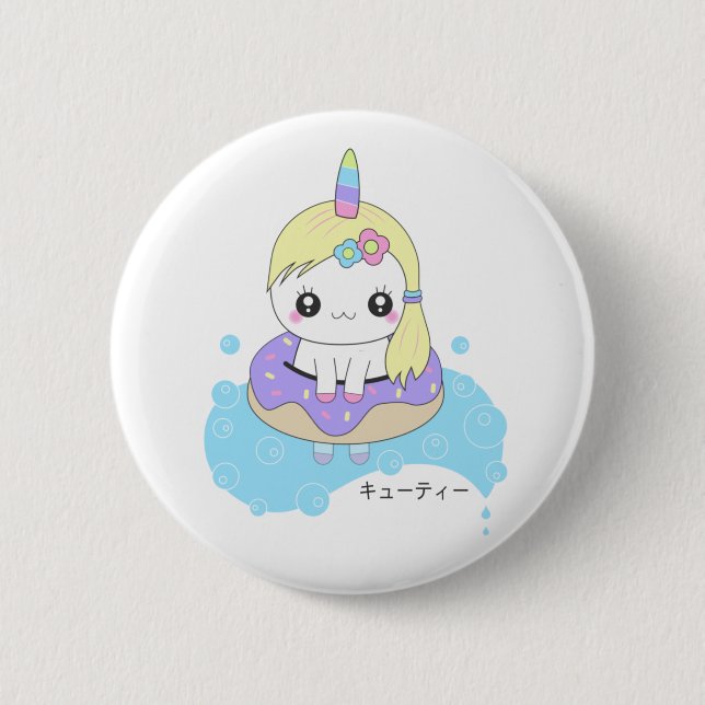 Chapa Redonda De 5 Cm Rainbow Unicorn (Anverso)