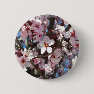 Chapa Redonda De 5 Cm Rama de flores primaverales de flores rosadas