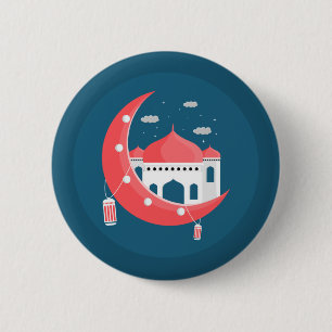 Chapa Redonda De 5 Cm Ramadan Kareem Tipografía Creciente islámica Texto