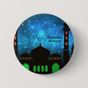 Chapa Redonda De 5 Cm Ramadan Kareem Tipografía Creciente islámica Texto