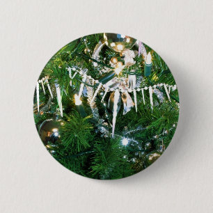 Chapa Redonda De 5 Cm Ramas de árbol de vacaciones decoradas