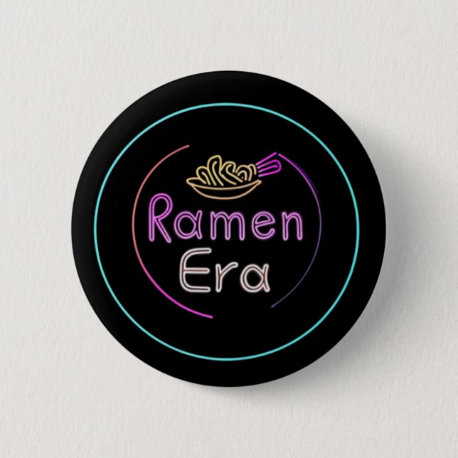 Chapa Redonda De 5 Cm RAMEN ERA, comida japonesa, ESTILO NEON (Anverso)