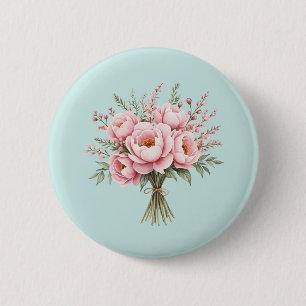 Chapa Redonda De 5 Cm Ramo de flores de peonía rosa bonita