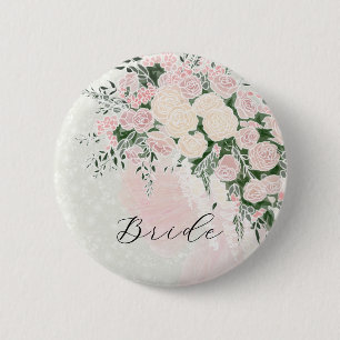 Chapa Redonda De 5 Cm Ramo de lazo Brides Blush y Wisteria de Rosa