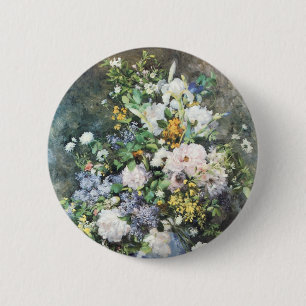 Chapa Redonda De 5 Cm Ramo de Primavera de Pierre Renoir, Flores Vintage
