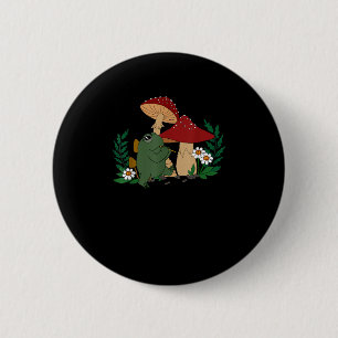 Chapa Redonda De 5 Cm Rana Adorable Tocando Flauta Cottagecore Goblincor
