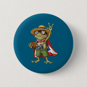 Chapa Redonda De 5 Cm Rana coqui bandera de puerto rico fútbol puertorri