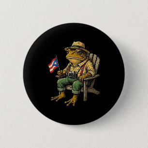 Chapa Redonda De 5 Cm Rana coqui divertida bandera de Puerto Rico taino