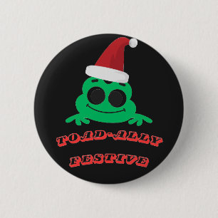 Chapa Redonda De 5 Cm Rana de Navidad Totalmente Festiva _ Rana Navideña