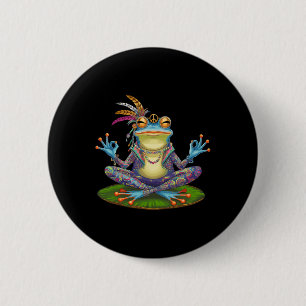 Chapa Redonda De 5 Cm Rana de yoga pacífica hippie paz