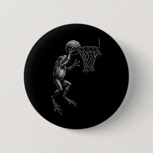 Chapa Redonda De 5 Cm Rana divertida de baloncesto