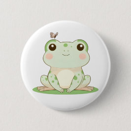 Chapa Redonda De 5 Cm Rana Kawaii con Diseño de Naturaleza Llena de Mari