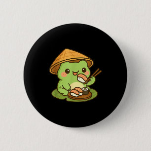 Chapa Redonda De 5 Cm Rana Linda Comiendo Sushi Anime Japonés Hombres Mu