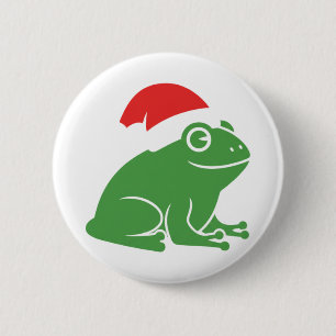 Chapa Redonda De 5 Cm Rana navidad con feriado Minimalista de Santa Hat