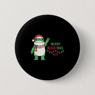 Chapa Redonda De 5 Cm Rana Retro Feliz Resistmas Divertido Litical Navid