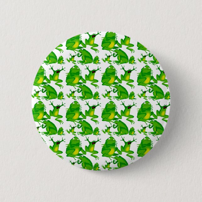 Chapa Redonda De 5 Cm Ranas asustadas curiosas enojadas de las emociones (Anverso)