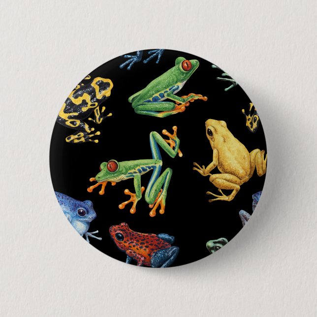 Chapa Redonda De 5 Cm Ranas en negro (Anverso)
