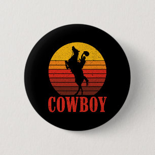 Chapa Redonda De 5 Cm Ranch Cowboy Caballo Montando Rodeo Regalo Vaquero