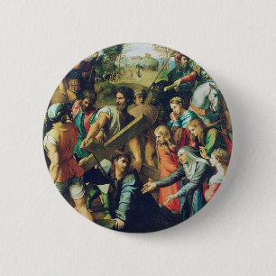 Chapa Redonda De 5 Cm Raphael Spasimo Cristo Caído Bajo la Cruz Arte