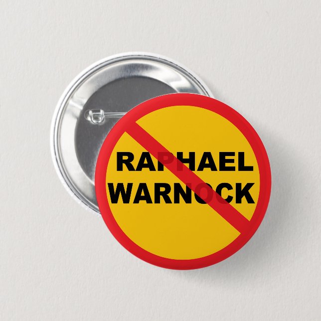 Chapa Redonda De 5 Cm Raphael Warnock Danger (Anverso y reverso)