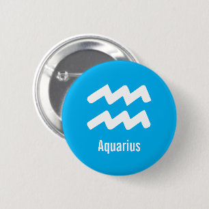 Chapa Redonda De 5 Cm Rasgos del Zodiaco de Acuario Astrología Mínima