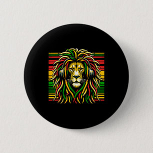 Chapa Redonda De 5 Cm Rasta Raggae Jamaica León De Auriculares De Música