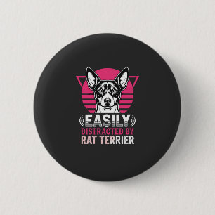 Chapa Redonda De 5 Cm Rat Terrier Fácilmente Distraído Perro Retro