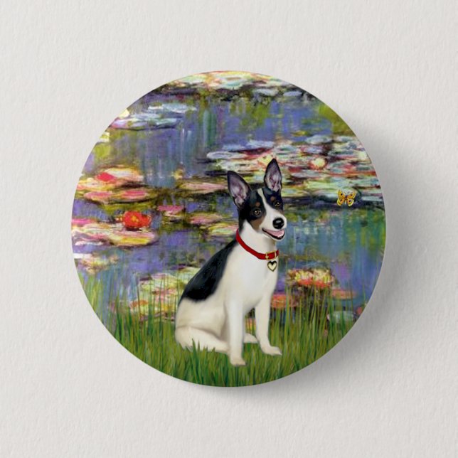 Chapa Redonda De 5 Cm Rat Terrier - Lirios 2 (Anverso)