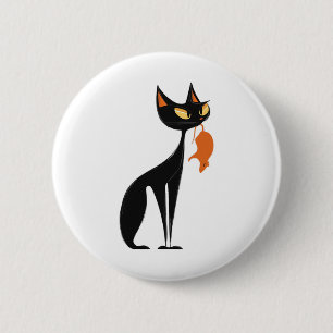 Chapa Redonda De 5 Cm Rata de Naranja de soporte de gato negro