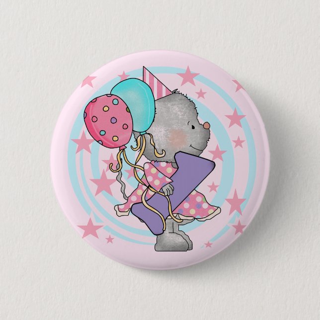 Chapa Redonda De 5 Cm Ratón Primer cumpleaños camisetas y regalos (Anverso)