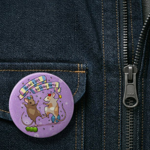 Chapa Redonda De 5 Cm Ratones Bailarines Nombre y Edad Feliz Cumpleaños 