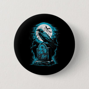 Chapa Redonda De 5 Cm Raven Bird Gothic Spooky Graveyard