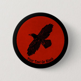 Chapa Redonda De 5 Cm Raven en rojo