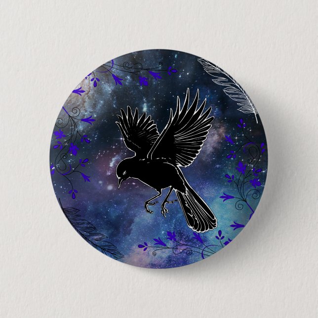 Chapa Redonda De 5 Cm Raven nocturno (Anverso)