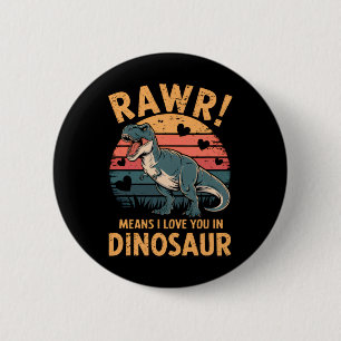 Chapa Redonda De 5 Cm Rawr Significa Que Te Amo En Dinosaurio Vintage Va
