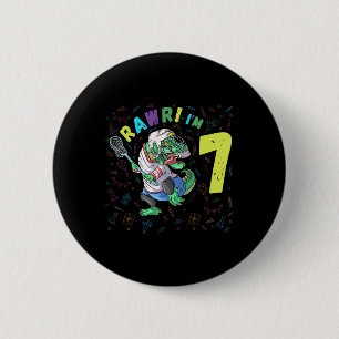 Chapa Redonda De 5 Cm Rawr Tengo 7 Dinosaur T-rex Niño de 7 años Cumplea