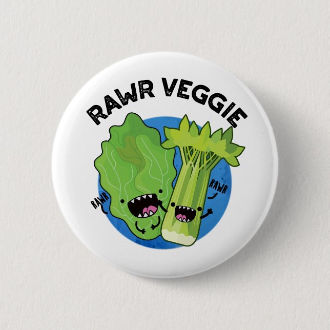 Chapa Redonda De 5 Cm Rawr Veggie Funny Food Pun (Anverso)