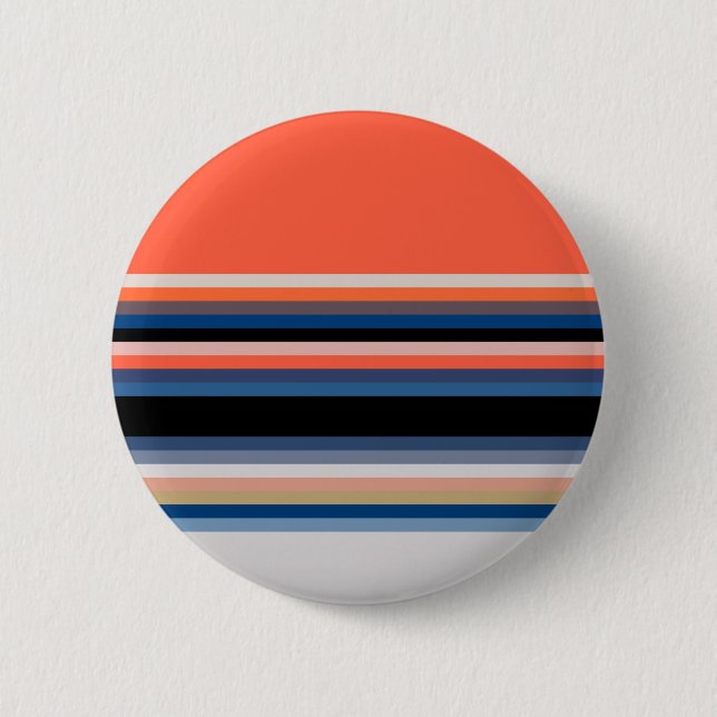 Chapa Redonda De 5 Cm Rayas azules de naranja suave (Anverso)