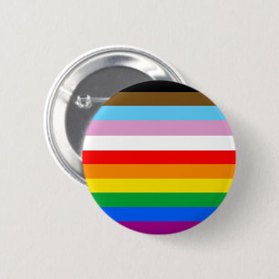 Chapa Redonda De 5 Cm Rayas de la Bandera de Progreso LGBTQ+