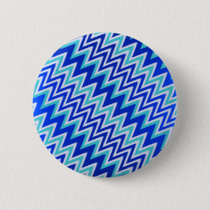 Chapa Redonda De 5 Cm Rayas en zigzag azules acuáticos lindos